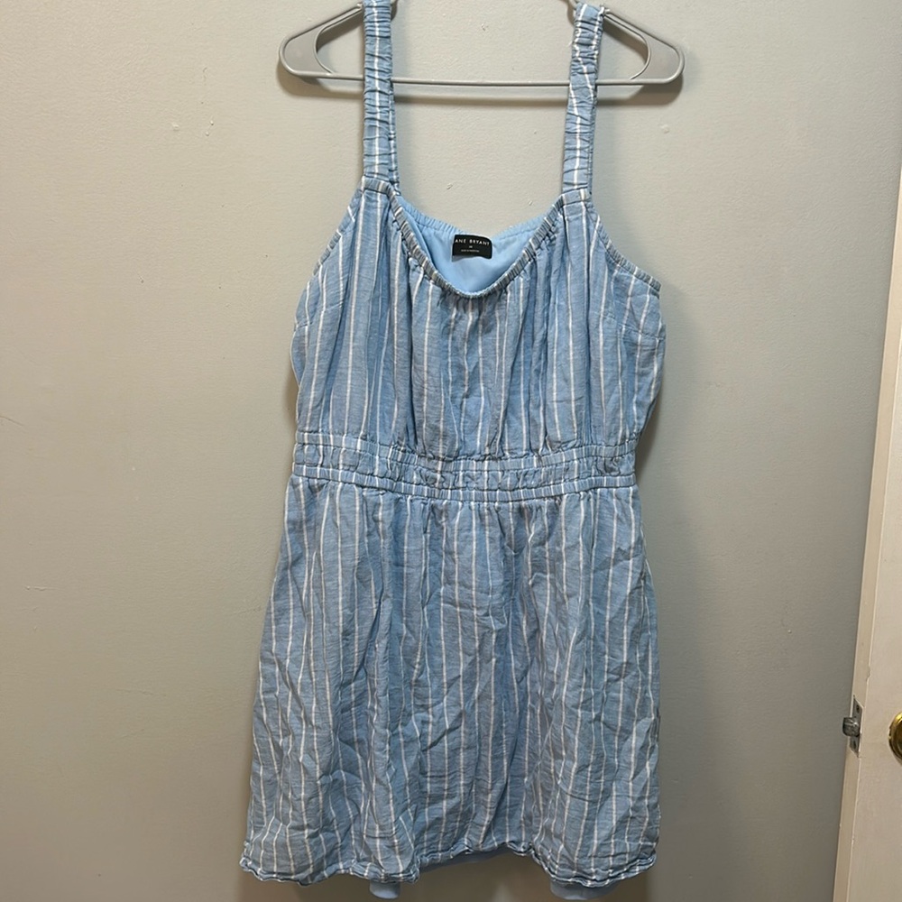 Light blue and white striped short dress from Lane Bryant-Size 18. Lightly worn.